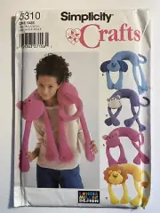 Simplicity Crafts Animal Neck Pillows Sewing Pattern 5310 UNCUT