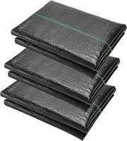 GRASSCLUB 5 x 10 Feet 3 Pack Weed Barrier Fabric, 3.2oz Garden Landscape Weed Blocker Woven Fabric Heavy Duty Ground Cover Mat