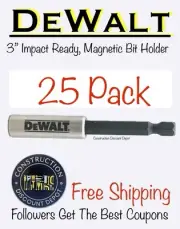 Lot of 25 DeWalt Tough Grip Impact 3" Magnetic Bit Tip Holder Extension