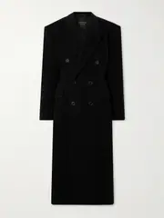 [Balenciaga] Balenciaga - Double-breasted Oversized Cashmere And Wool-blend Coat - Black - FR 36 FR 36 Black