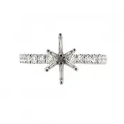 Ring Semi Mount Pear Shape 9x6mm In 14k White Gold With Diamond Accents (39985)