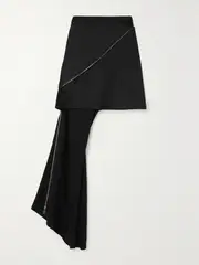 [JW Anderson] JW Anderson - Asymmetric Zip-detailed Satin Mini Skirt - Black - UK 8 UK 8 Black