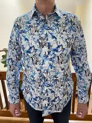 ROBERT GRAHAM Dress Shirt Blue Size L NEW $349