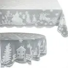 Christmas Round/Rectangle Lace Tablecloth White Retro Table Cloth Cover Decor