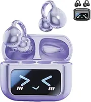 M100 Clip on Ear Headphones, Open Ear Wireless Earbuds Bluetooth, Wireless Bluetooth Clip on Earbuds, M100 Headphones with Smart Screen Touch for Music & Phone Calls (Purple)