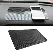 Car Dashboard Anti-Slip Rubber Pad, 10.6 x 5.9 Universal Non-Slip Car Magic Dashboard Sticky Adhesive Mat for Phones Sunglasses Keys Electronic Devices and More Use (Black/Grid)