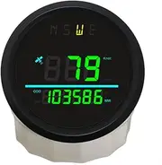 ELING 85MM Digital GPS Speedometer Odometer Gauge with Backlight for Vessels Yachts Speedboats 12V 24V (Black+Black, Green Backlight)
