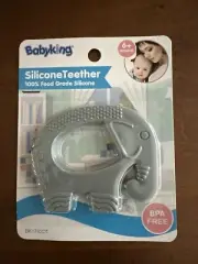 BabyKing Gray Elephant Teether Silicone Toy 6+Months BPA FREE BK1782DT Brand New
