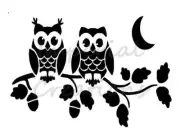 2 OWLS ON A BRANCH Acorns Moon Night 8.5 x 11 Stencil Plastic Sheet NEW S43