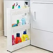 Narrow Sliding Storage Organizer Rack 3-S y Slimline Storage Cart White 3 Layers