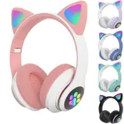 HD Wireless Cat Ear Headphones Bluetooth Headset LED Lights Earphone Adults Kids