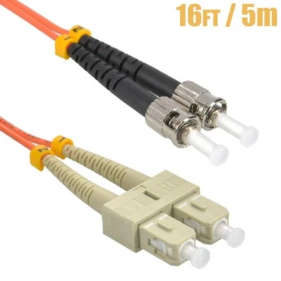 16FT 5m ST to SC Duplex Multi Mode 62.5/125 Fiber Optic Optical Patch Cable Cord