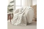 Dreamaker Basketweave Faux Fur Heated Throw Cream - 130x160cm