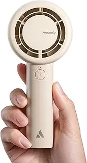 Aecooly Portable HandHeld Turbo Fan [24H Max Cooling Time], 5 Speeds USB Rechargeable Mini Personal Battery Operated Small Pocket Cooling Fan, Travel Essentials, Gifts for Women, Lash - Beige