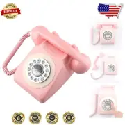Classic Vintage Landline Telephone with Modern Push Dial - Pink Retro Design