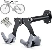 Bike Wall Mount, Aluminum Bike Kickstand with 5 Levels Adjustmentm, Bicycle Wall Hanger Hook in Garage with Wide Handlebars (Max 25kg), Bike Rack Wall Forfor Bicycles - Mountain, Road, Hybrid
