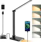 LED Desk Lamp with USB Ports, Touch Control, 5 Color Modes, 3 Brightness