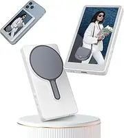 Magnetic Phone Vlog Selfie Monitor Screen, Portable Back Camera Monitor with Wireless Connection, Low Latency, Bluetooth Remote for TikTok/YouTube Live Streaming (White)