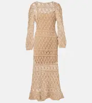 [Anna Kosturova] Anna Kosturova Bianca cotton crochet maxi dress AU 10 purple