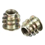 M6x10mm Furniture Screw-in Nut Zinc Alloy Threaded Insert Nuts for Wood 40pcs