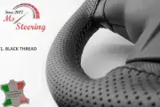 PERF. LEATHER STEERING WHEEL COVER FOR FERRARI MONZA SP2 BLACK SEAM