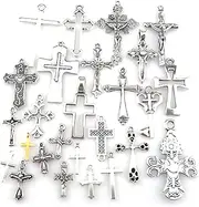 [DBEIXIWEI] 25PCS Zinc Alloy Charms for Jewelry Making, Mixed Crosses Charms Bulk Pack for Bracelets, Necklaces, Crafts
