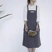 Nordic Quality Home Kitchen Cafe Apron Korean Type Canvas Vest Apron Cross-Border Foreign Trade Factory Wholesale Charcoal Black Black One Size