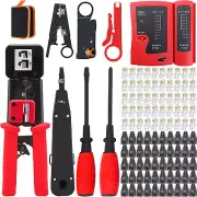LEATBUY Crimper RJ45 Crimp Tool Set Cat5/Cat5E/Cat6 Crimping Tool for RJ11/RJ12
