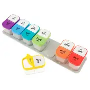 Pill Box 7 Day Morning Evening Weekly Tablet Box Pill Organizer Detachable