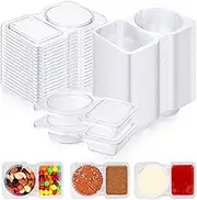 30 Sets Snack Container, Snack Containers with 2 Compartments, Double Compartment Snack Container with Lid, Takeaway Sauce Dip Case for Outdoor
