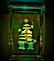 3D CHRISTMAS TREE LIGHTS UP CRYSTAL Laser+4 LED LIGHT UP BASE NEW GIFT BOXED