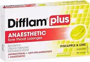 Difflam Plus Aneasthetic Sore Throat 16 Lozenges, Pineapple and Lime