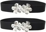 [FRCOLOR] 2Pcs Vintage Stretch Waist Belts for Women Wide Elastic Cinch Belt with Retro Buckle Chic and Versatile Fashion Accessory for Dresses and Casual Outfits
