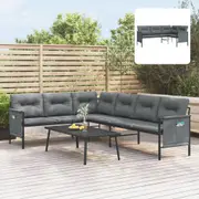 Outdoor Corner Sofa Patio Sectional Sofa Anthracite Steel and Textilene vidaXL