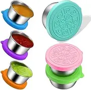 6pcs Salad Dressing Container, 1.7 oz Small Condiment Containers with Lids, Stainless Steel Condiment Cup Dipping Sauce Cups Container for Lunch Box