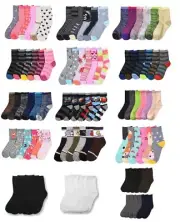 12 Pairs Girls Boys Kids Crew Socks Toddler Baby Casual Ankle Random Gift ABC