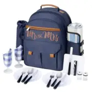 Couple Gifts 22L Insulated Picnic Backpack for 2, Picnic Basket 2 Persons Blue