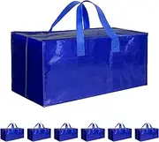 6 Pack Oversized Heavy Duty Moving Bags with Backpack Straps, Strong Handles & Zippers, Extra Large Storage Tote Moving Boxes for Space Saving, Blue