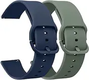 [Demark] Pack 2 Silicone Watch Straps Bands 20mm 22mm-Quick Release Waterproof Soft Rubber Replacement Straps with Silver Plated Stainless Steel Buckle