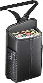 Car Seat Storage Box,Seat Side Organizer with Mesh Net Pockets - PU Leather Tissue Holder Adjustable Strap Auto Accessories for Phones, Drinks & SUVs
