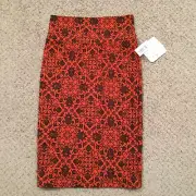 LuLaRoe Cassie Skirt XS Orange Floral Unlined Pull On New