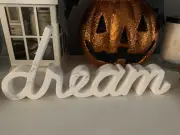 White Dream Block Sign Table Top Centerpiece Decor White Marble Accent Dream