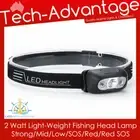 Black Light-weight Waterproof Hiking Fishing Boat Head Torch White/Red LED Light