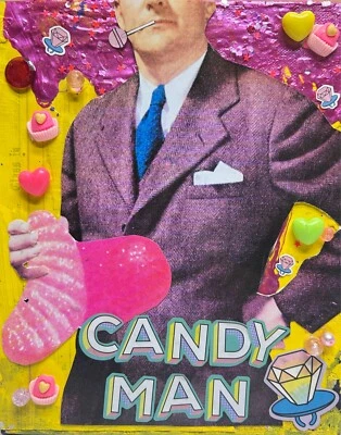 CANDY MAN Collage Art Mixed Media vintage Outsider Art sweet sugar daddy PUNK