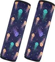 Car Seat Belt Pads Covers 2 Pcs Breathable Car Safety Seat Belt Strap Shoulder Pad Camera Bag Strap Cover Car Accessories for Women Men Kids M Colorful Jellyfish Coastal