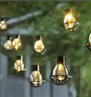 13.5ft Battery-Operated Cage Style String Lights By Plow & Hearth NIB