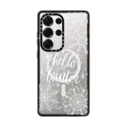 Galaxy S25 Ultra Impact Magnetic Case Hello Winter Snowflakes Quote by Nature Magick