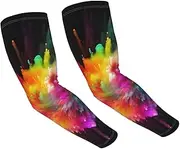 [FHEDVBN] color explosion Arm Sleeves Compression Arm Covers for Men Women Outdoor Sun Sleeves Cooling Sports Sleeve, Black