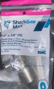 SharkBite MAX 1/2” x 3/8” Compression Straight Stop, Push-to-Connect, UR23037BN