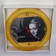 Brand New Hollywood Royalty Bette Davis Gold 7" Novelty Wall/Desk Clock